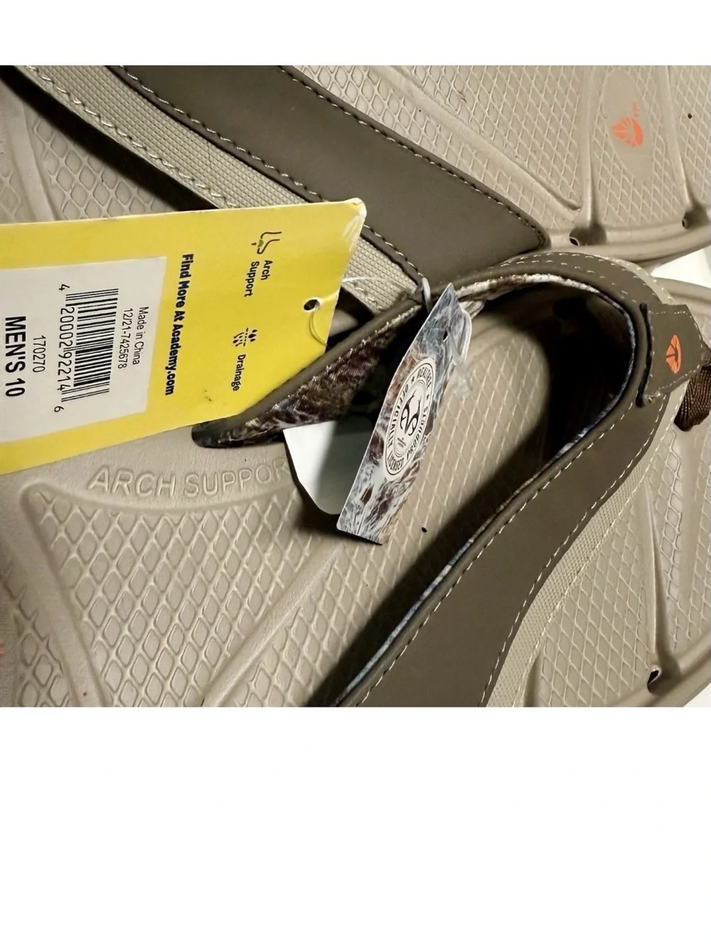 Men's Taupe/Brown Flip-Flop Sandals - Cushioned Thong Beach Sandals